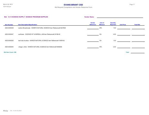 Science Program Supplies - Lake Shore Central School District ...