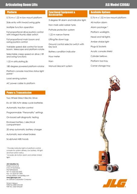 Articulating Boom Lifts JLG Model E300AJ