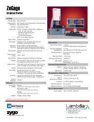 Zemetrics ZeGage Specifications - Lambda Photometrics