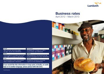 Open the Business rates guide 2012/13 - Lambeth Council