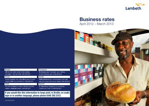 Open the Business rates guide 2012/13 - Lambeth Council