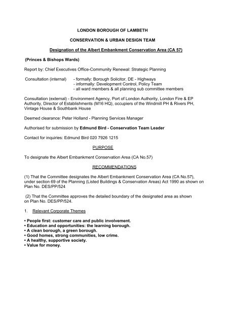 Albert Embankment Designation Report - Lambeth Council