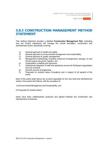 5.8.3 construction management method statement - Lambeth Council