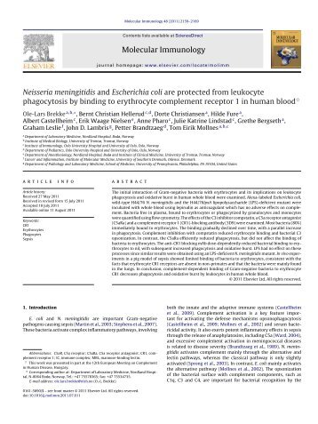 Neisseria meningitidis and Escherichia coli are ... - John D. Lambris