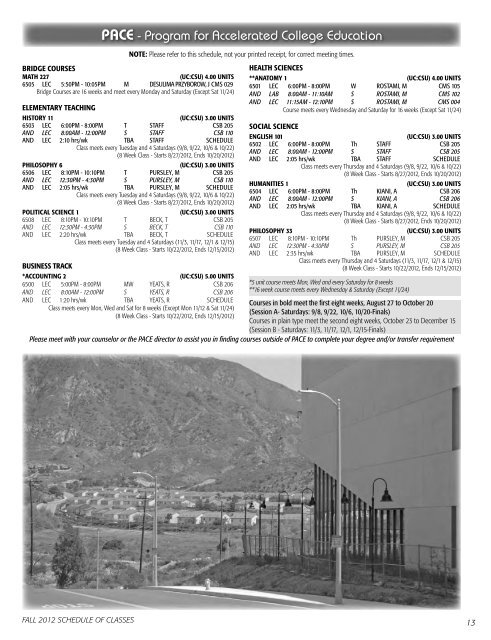 Fall 2012 Schedule of Classes - Los Angeles Mission College