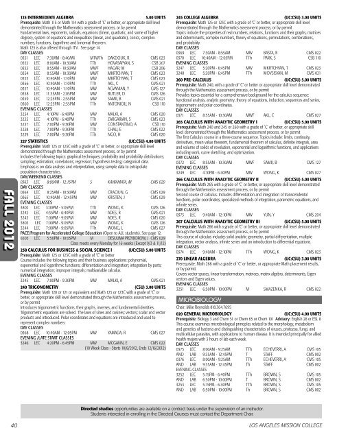 Fall 2012 Schedule of Classes - Los Angeles Mission College