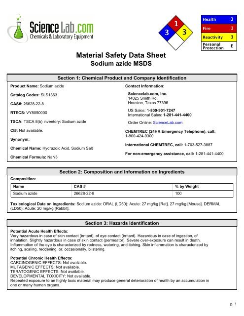 Sodium Azide Msds
