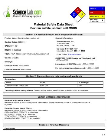 Dextran sulfate, sodium salt MSDS