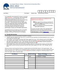 VERIFICATION WORKSHEET - Los Angeles Mission College