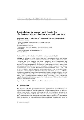 Exact solutions for unsteady axial Couette flow of a fractional ...
