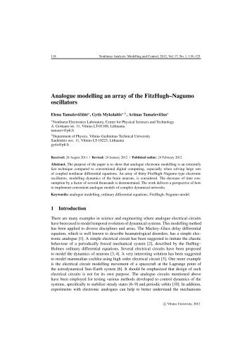 Analogue modelling an array of the FitzHugh–Nagumo oscillators