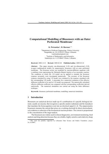 Computational Modelling of Biosensors with an Outer Perforated ...