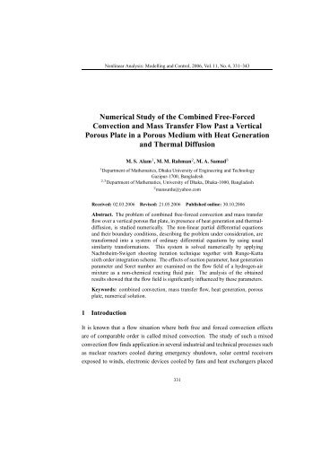 Numerical Study of the Combined Free-Forced Convection and ...