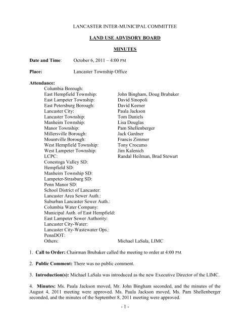 LUAB Minutes - Lancaster Inter-Municipal Committee