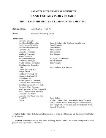 LUAB Minutes - Lancaster Inter-Municipal Committee