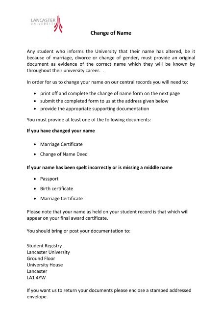 Deed Poll Name Change Letter Template