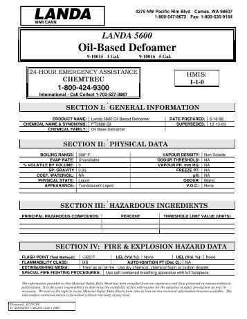 LANDA 5600 Oil-Based Defoamer