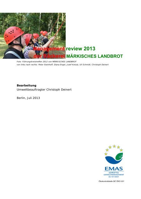 Management review 2013 - Märkisches Landbrot