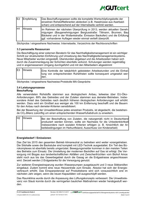 Auditbericht Stufe 2 - MÃ¤rkisches Landbrot