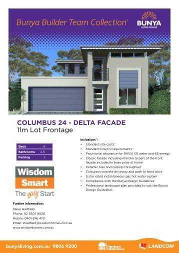 Columbus 24 | Delta Facade | 11m Lot Frontage | 4 Bed - Landcom