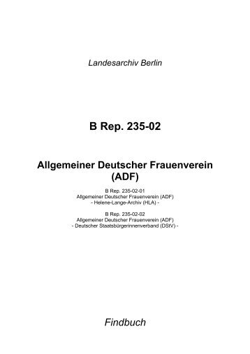Allgemeiner Deutscher Frauenverein (ADF) - Landesarchiv Berlin