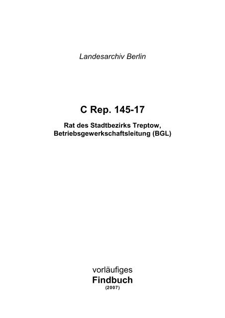 2/1-spaltig, mit EinrÃ¼ckung ab Titelfeld - Landesarchiv Berlin