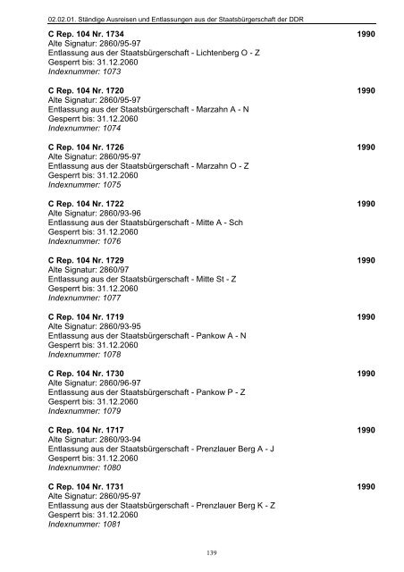 2/1-spaltig, Einrückung ab Titelfeld, Text vor Sperrvermerken