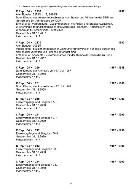 2/1-spaltig, Einrückung ab Titelfeld, Text vor Sperrvermerken