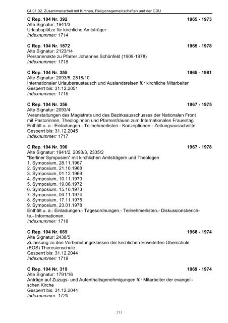 2/1-spaltig, Einrückung ab Titelfeld, Text vor Sperrvermerken