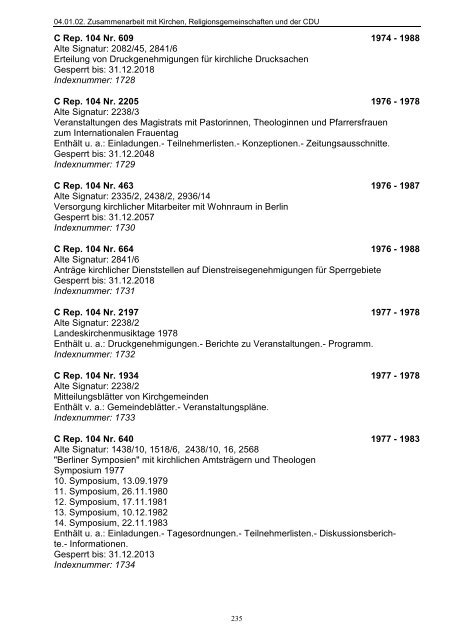 2/1-spaltig, Einrückung ab Titelfeld, Text vor Sperrvermerken