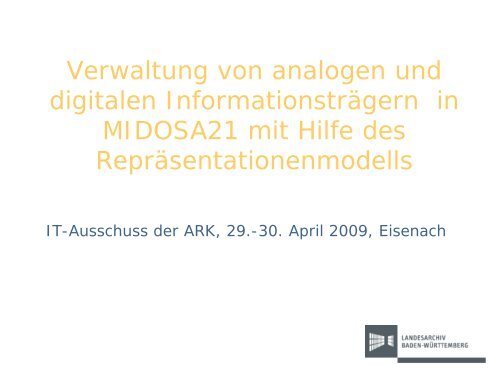 Thomas Fritz, Die Verwaltung von analogen und digitalen ...