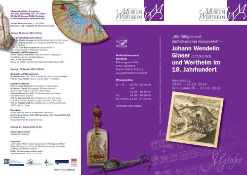 Johann Wendelin Glaser (1713-1783) (Programm) (pdf)