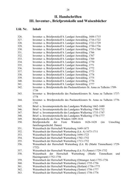 Herrschaftsarchiv Wartenburg - OberÃ¶sterreichisches Landesarchiv