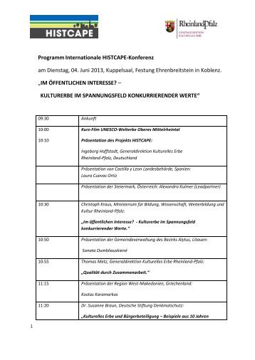 HISTCAPE Programm - Generaldirektion Kulturelles Erbe Rheinland ...