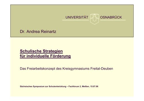 Dr. Andrea Reinartz Schulische Strategien fÃ¼r individuelle FÃ¶rderung