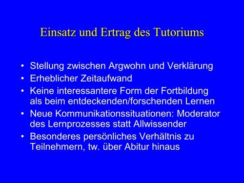 Ohne Tutor geht es nicht – oder doch ? oder: