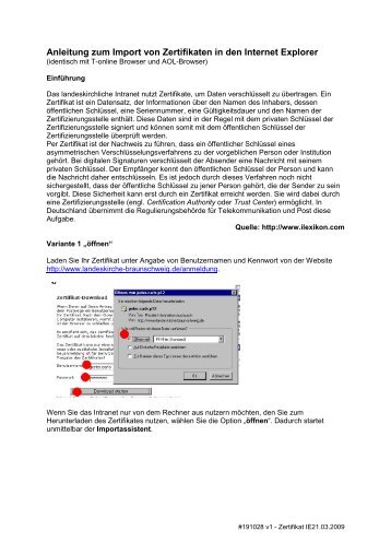 Anleitung zum Import von Zertifikaten in den Internet Explorer