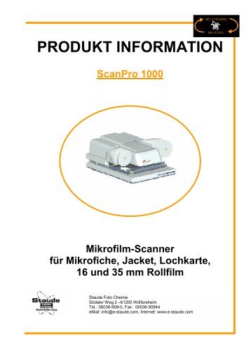 PRODUKT INFORMATION Scanpro 1000 ... - Staude Foto Chemie