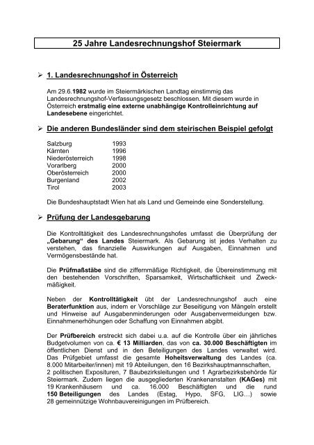 25 Jahre Landesrechnungshof Steiermark - beim ...