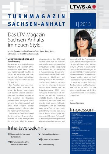 Das LTV-Magazin Sachsen-Anhalts im neuen Style... 1| 2013 ...