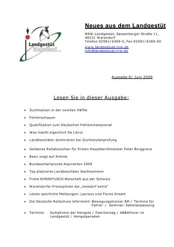 Neues aus dem LandgestÃ¼t - Landesregierung Nordrhein-Westfalen