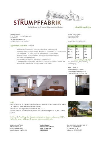 Preise & Info - Landgut Strumpffabrik