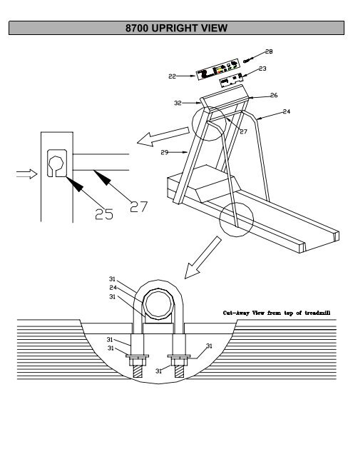 8700 Series Treadmill Exploded View Landice