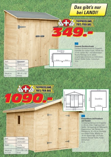 Holz- und GewÃ¤chshÃ¤user, Gartenholz - Landi