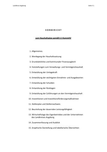 Vorbericht, Textteil - Landkreis Augsburg