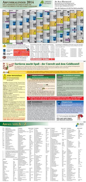 AbfuhrkAlender 2014 - Landkreis Kulmbach