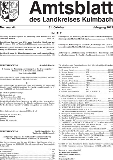 des Landkreises Kulmbach - Landkreis Kulmbach