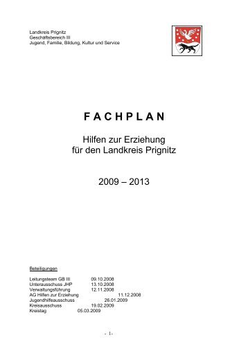 Fachplan Hilfen zur Erziehung für den Landkreis Prignitz 2009 - 2013