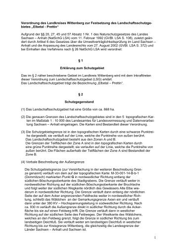 LSG Verordnung Elbetal Prettin - Landkreis Wittenberg