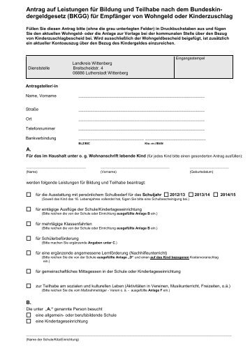 Antrag BuT Wohngeld_Kinderzuschlag - Landkreis Wittenberg